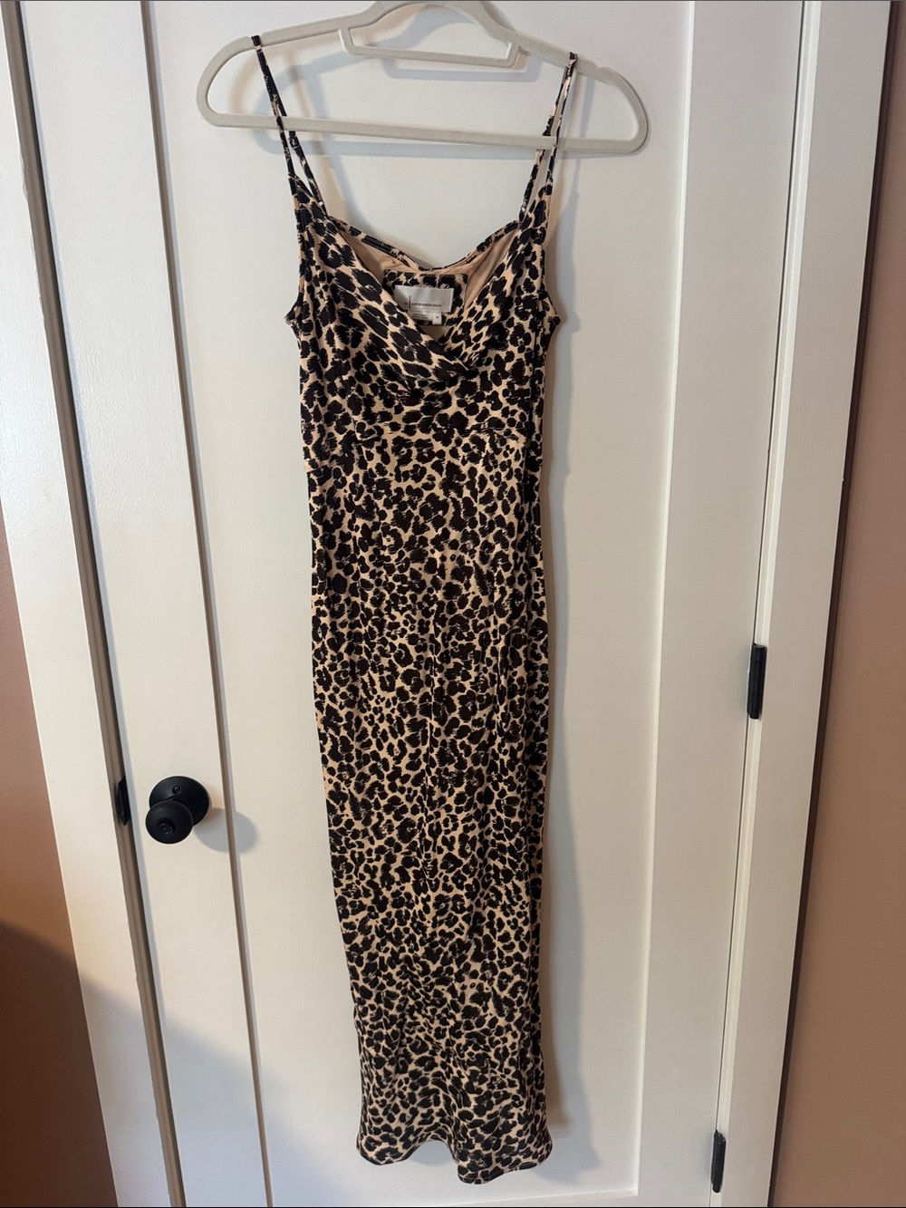 Anthropologie Leopard Print Maxi Dress in Beige and Black